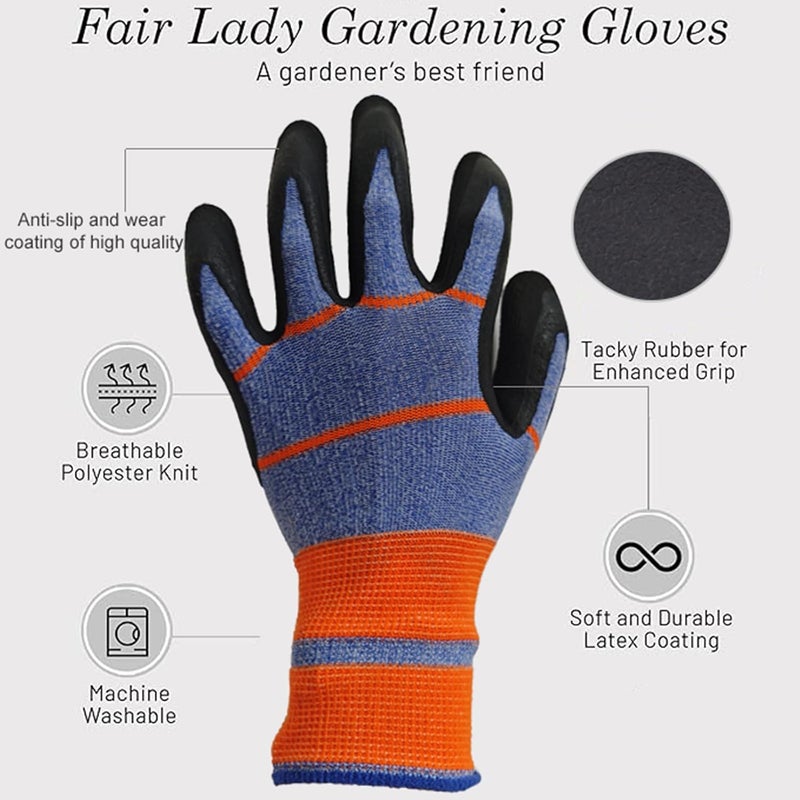 CELCOREERY Store 6 Pairs Gardening Gloves Great Gifts for Women and Men, Summer Work Gloves Men Breathable Latex Coated Patio Garden Gloves, Outdoor Protective Work Gloves - Image 5